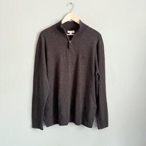 Mens Lacoste merino wool pullover quarter zip sweater top XXL